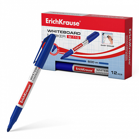 Маркер для досок ErichKrause W-110, цвет чернил синий