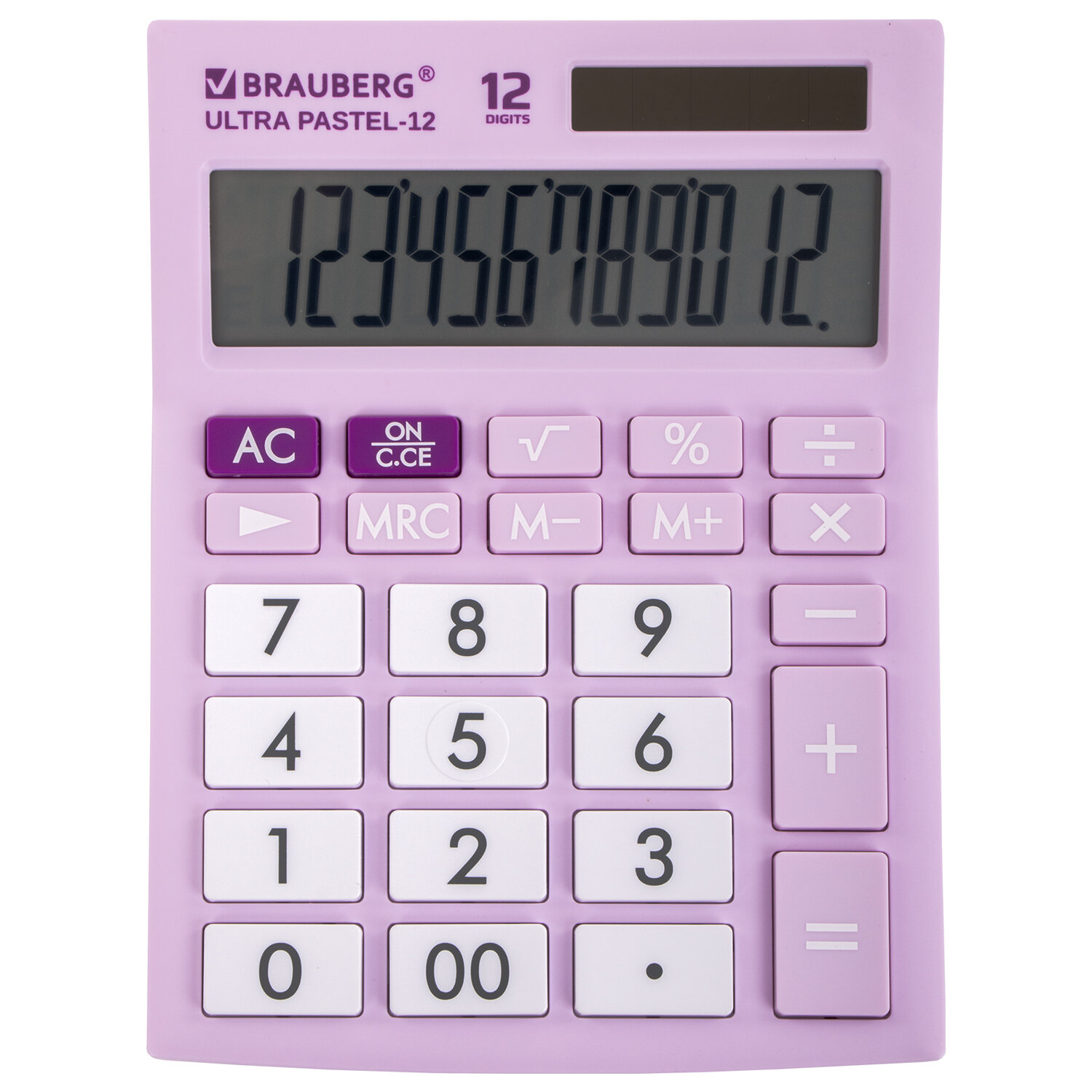 Калькулятор настольный BRAUBERG ULTRA PASTEL-12-PR (192x143мм), 12 разрядов, СИРЕНЕВЫЙ, 250505