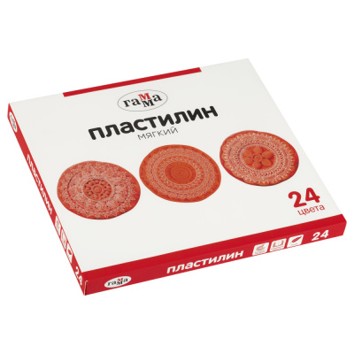 Пластилин Гамма, 24 цвета, 480г, со стеком, картон. упаковка 2001241