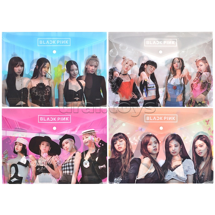 Папка канцелярская GIRLS BAND, 26 х 36 см, на кнопке, пластиковая, плотность 180 мкм, 4 дизайна в ассортименте