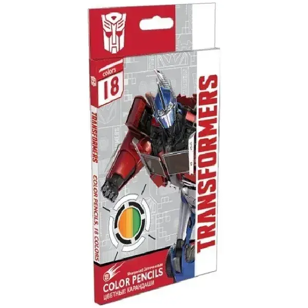Карандаши цветные. Набор 18 шт. 18 цв. Размер: 21,5 х 13 х 1 см. Transformers 6 (гофр16_Н; Декларация о соответствии ЕАЭС N RU Д-CN.НА88.В.03526/1) TRGB-US1-1P-18