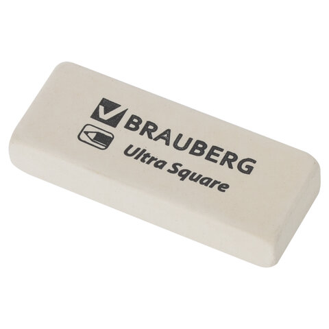 Ластик BRAUBERG "Ultra Square", 50х20х9мм, белый, натуральный каучук, 228709