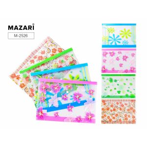 Папка канцелярская FLEURS, 33.5 х 23.5 см, пластиковая, на кнопке, плотность 180 мкм, 4 дизайна в ассортименте