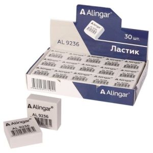 Ластик Alingar, синтетический каучук, квадратный, цвет белый, 25*25*10 мм, картонная упаковка