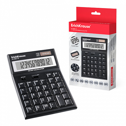 Калькулятор настольный 12-разрядов ErichKrause PC-key KC-500-12 Classic, черный