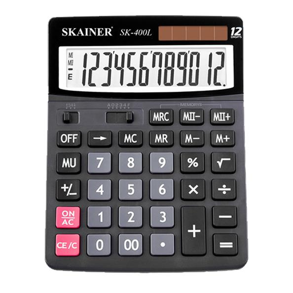 Калькулятор SKAINER настольный большой 150х193х29 мм, 12 разрд., 2 пит., черный