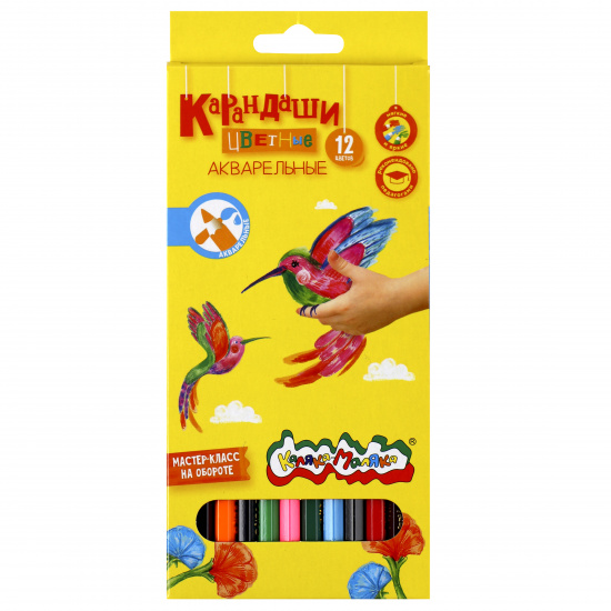 Набор акварельных карандашей Каляка-Маляка 12 цв. шестигран. корп. дерев. карт. уп. супермягкий грифель