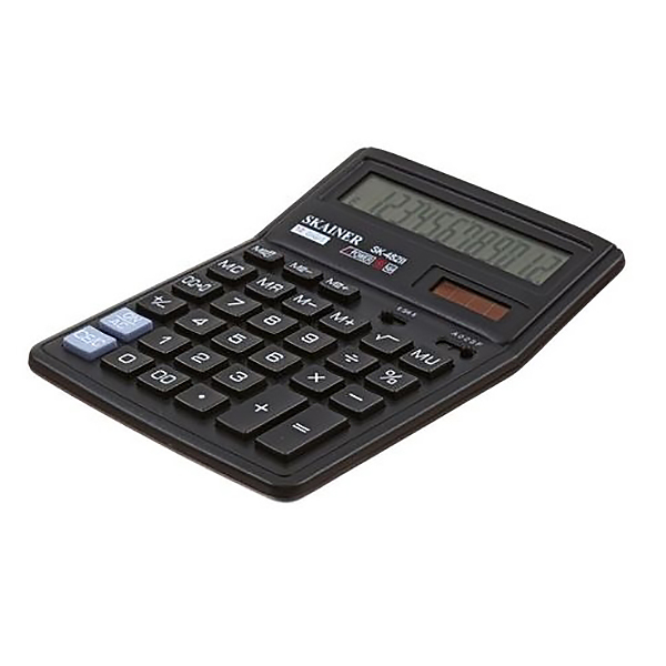 Калькулятор SKAINER настольный большой 143х192х39,5 мм, 12 разрд., 2 пит., черный