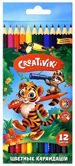 Набор цветных карандашей Creativiki 12 цв. шестигран. корп. дерев. карт. уп.