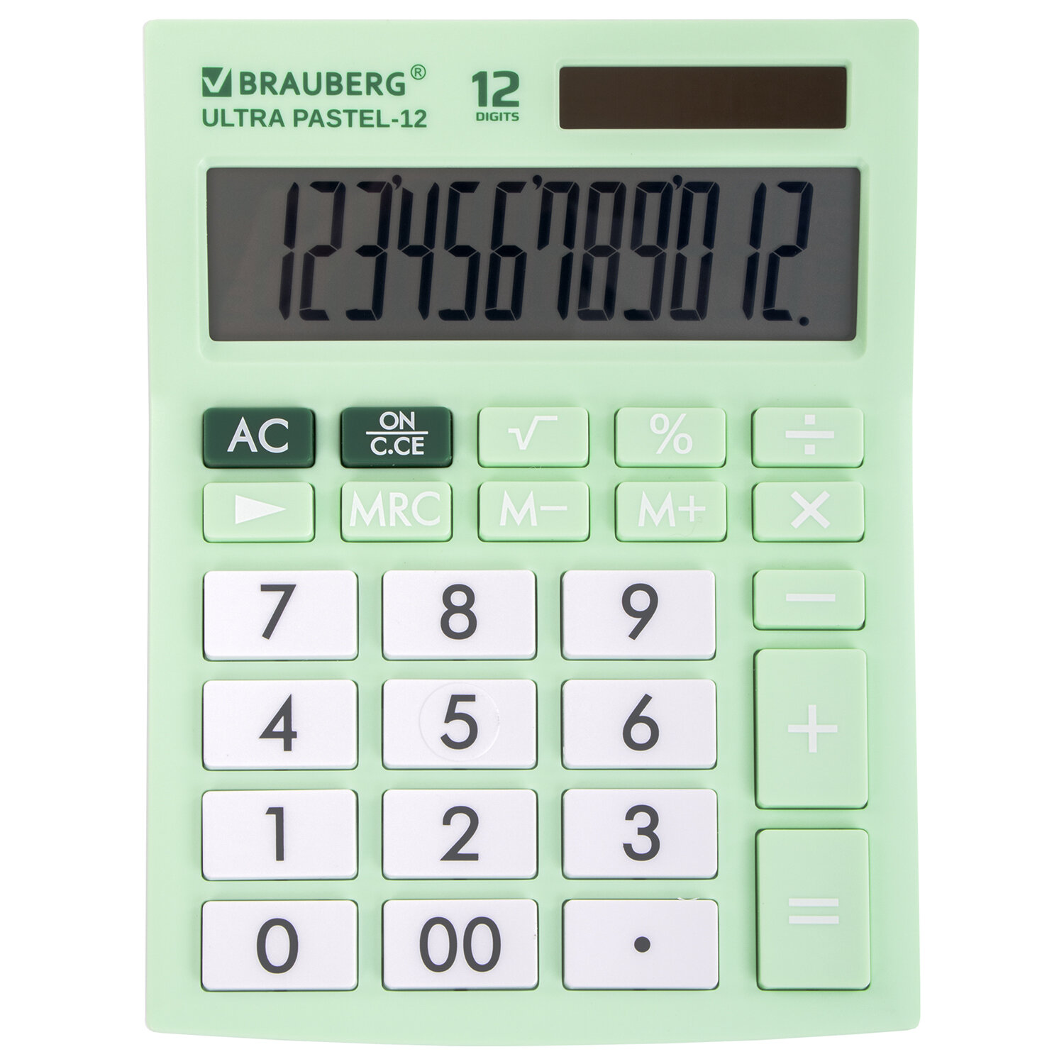 Калькулятор настольный BRAUBERG ULTRA PASTEL-12-LG (192x143мм), 12 разрядов, МЯТНЫЙ, 250504