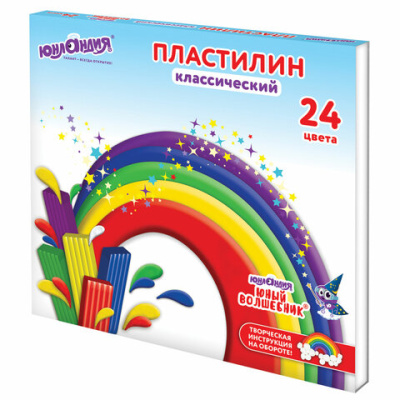 Пластилин классический ЮНЛАНДИЯ "ЮНЫЙ ВОЛШЕБНИК", 24 цветов, 480 г, СО СТЕКОМ, 106511