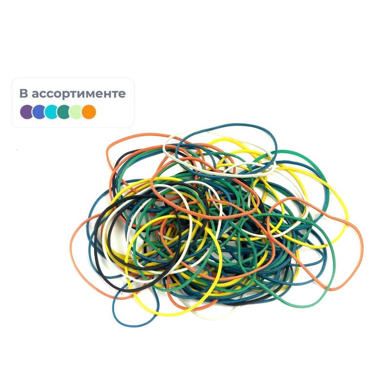 Резинка для банкнот, диаметр 60 мм, цветная, 50 г.