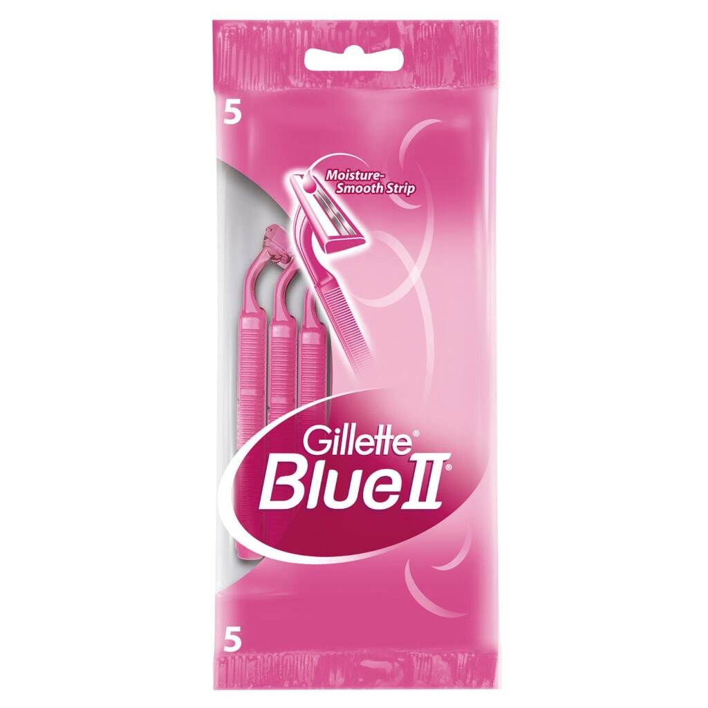 Одноразовые станки Blue II (5 шт) женские, розовые