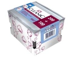 Ватные палочки CLEANIC пласт.кор, 200+100 шт (промо)