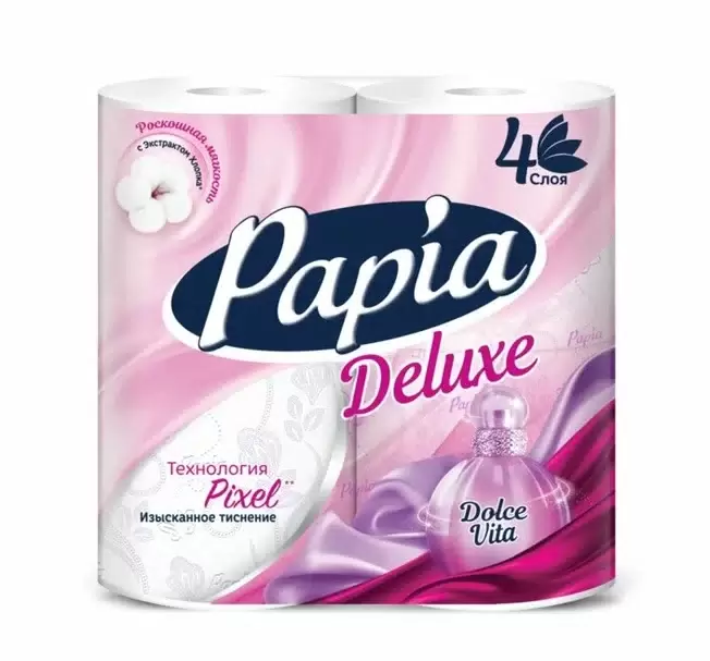 Туалетная бумага PAPIA Deluxe Dolce Vita 4 слоя 4 рулона