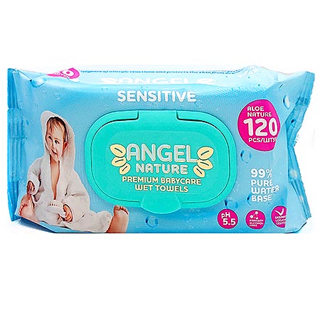 Влажные салфетки детские Ping&Vini Angel Sensitive 120шт (голубые)