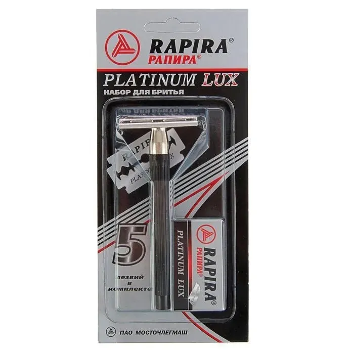 Бритвенный станок Rapira Platinum Lux классический Т-образный, 5 лезвий