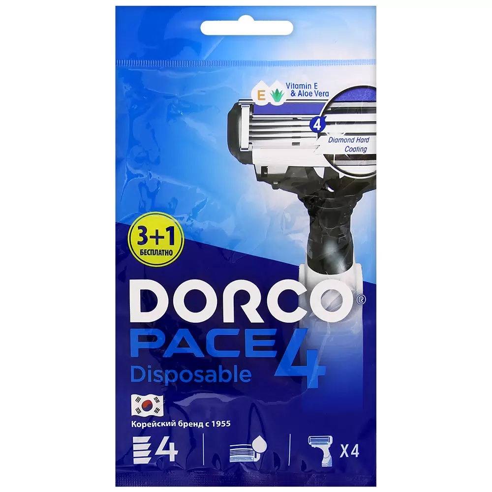 Станки для бритья одноразовые Dorco Pace 4 (3+1)шт. Panda
