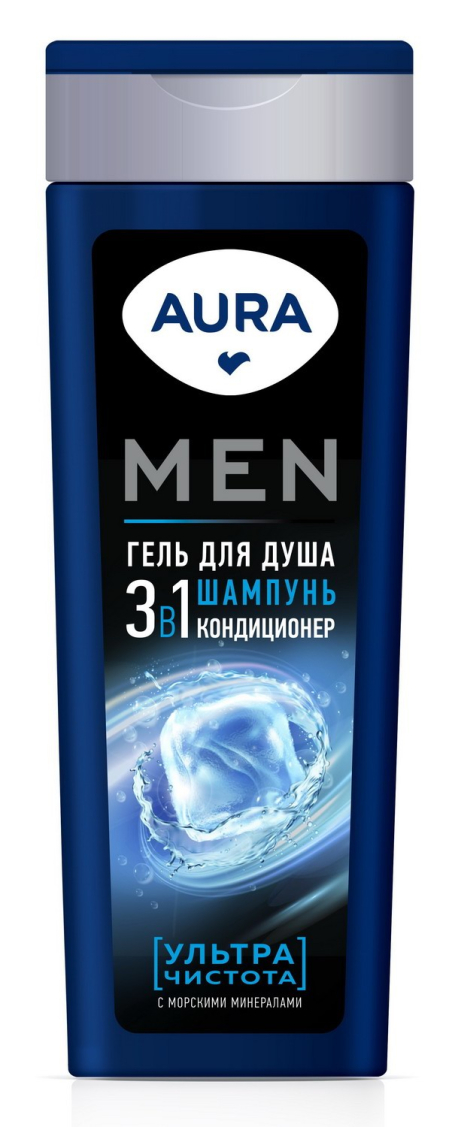 Гель для душа 3в1 Aura Men Ультра Чистота 380мл