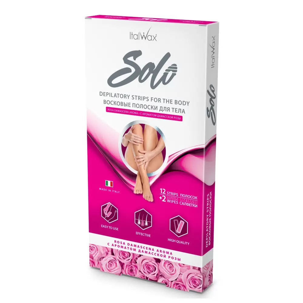 Восковые полоски для депиляции ITALWAX Solo с ароматом алоэ-вера (для тела), Италия