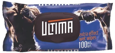 Салфетки влажные 100шт " Ultima " Спорт синий, бриз, клапан крышка