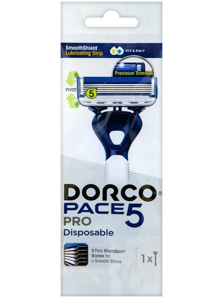 Dorco PACE 5 PRO Одноразовый бритвенный станок мужской 5-ти лезвийный с плавающей головкой