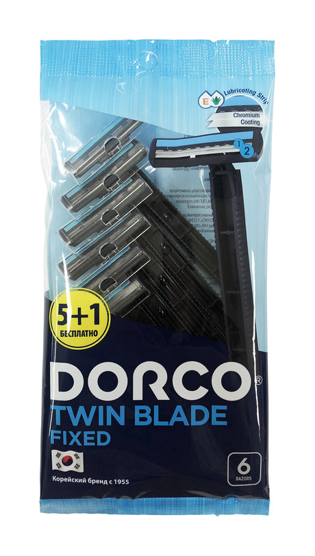 Станок для бритья Dorco Twin Blade одноразовый 2 лезвия, мужской, 6 шт