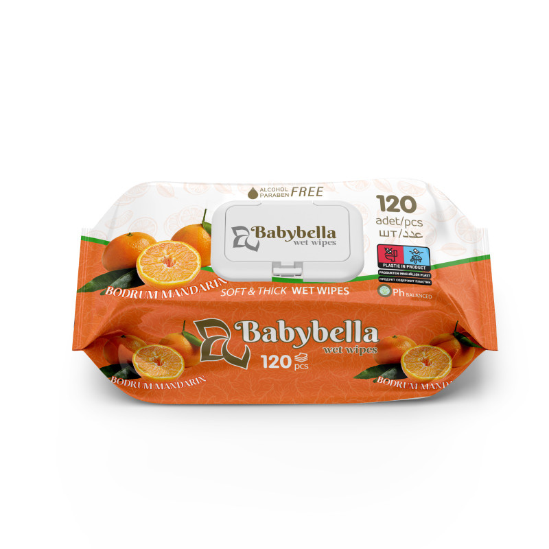 Влажные салфетки Babybella Soft&thick Мандарин 120шт