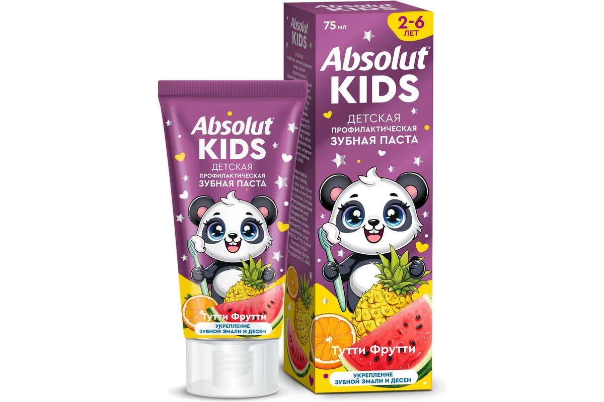 Зубная паста Absolut Kids детская Тутти-фрутти 75г