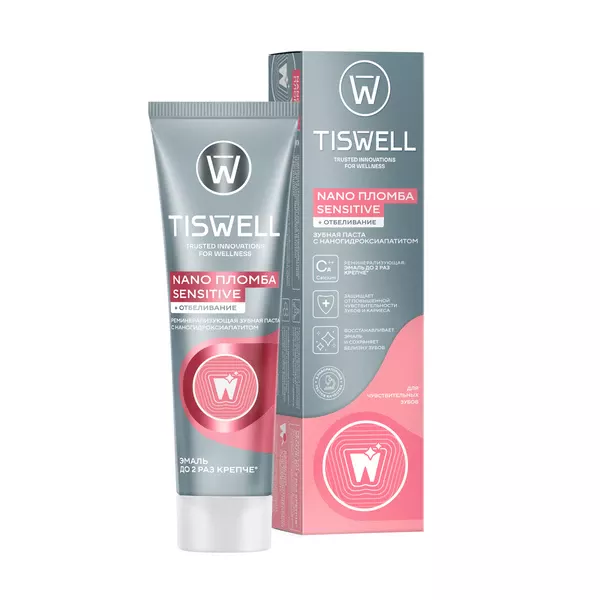 Зубная паста TISWELL Nano пломба sensitive +отбеливание реминерализирующая с наногидроксиапатитом, 110 г