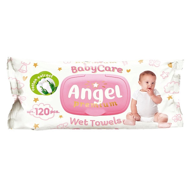 Салфетки влажные Angel Baby Care (розовые), 120шт