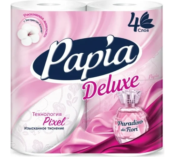 Туалетная бумага PAPIA Deluxe Paradiso Fiori 4 слоя 4 рулона