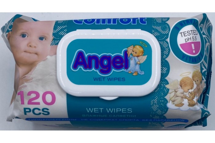 Влажные детские салфетки CLEVER Angel 120шт (белые)*16