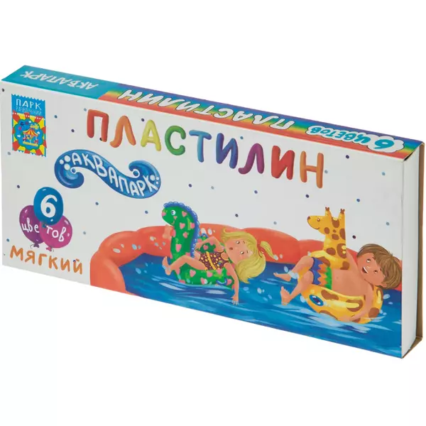 Пластилин восковой "Аквапарк" 6цв. 90гр. Со стеком