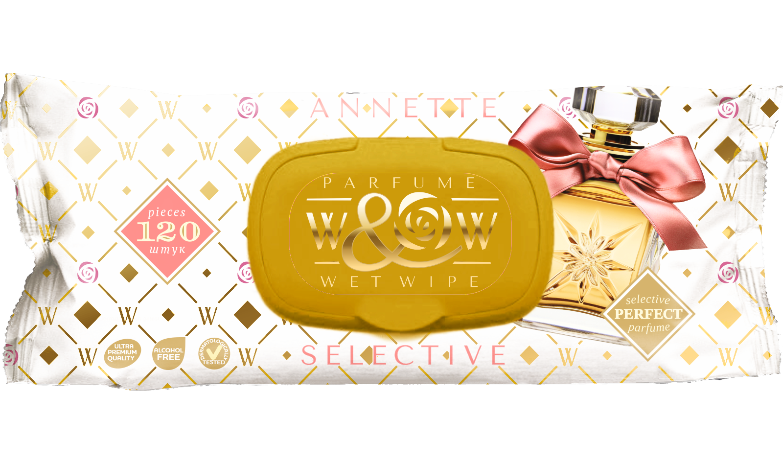 Влажные салфетки W&W Annette парфюмированные 120 шт