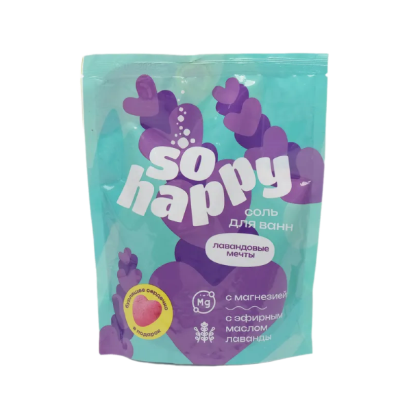 Соль для ванн SOHappy Лавандовые мечты дой-пак (500гр)