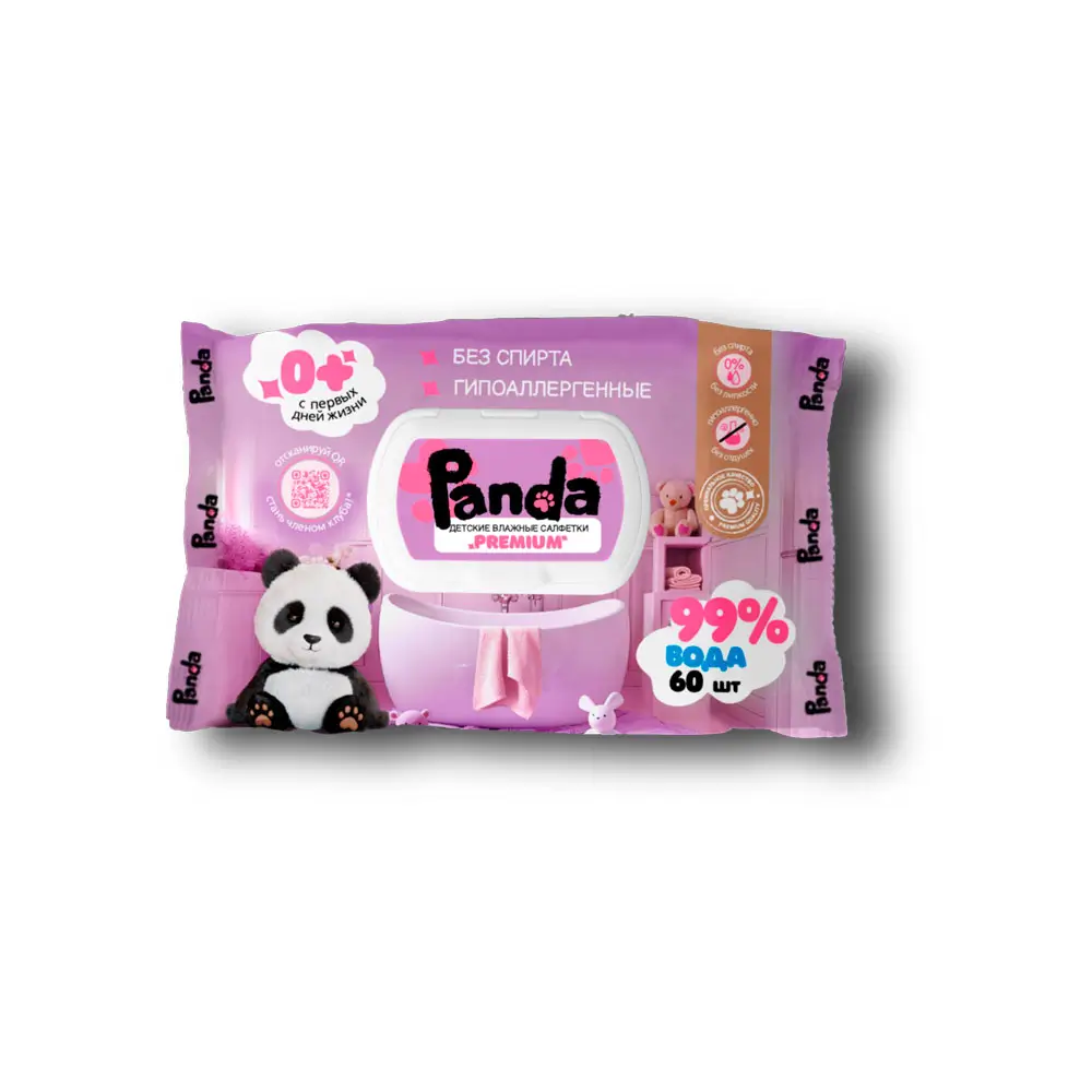 Влажные детские салфетки Panda 60шт (0+)