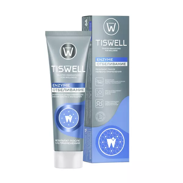 Зубная паста TISWELL 110г Отбеливающая энзимная Кальций