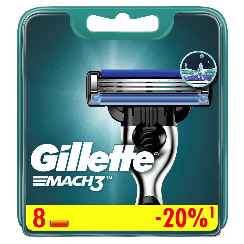 Сменные кассеты Gillette Mach 3 Turbo Aloe, 3 лезвия, 8 шт