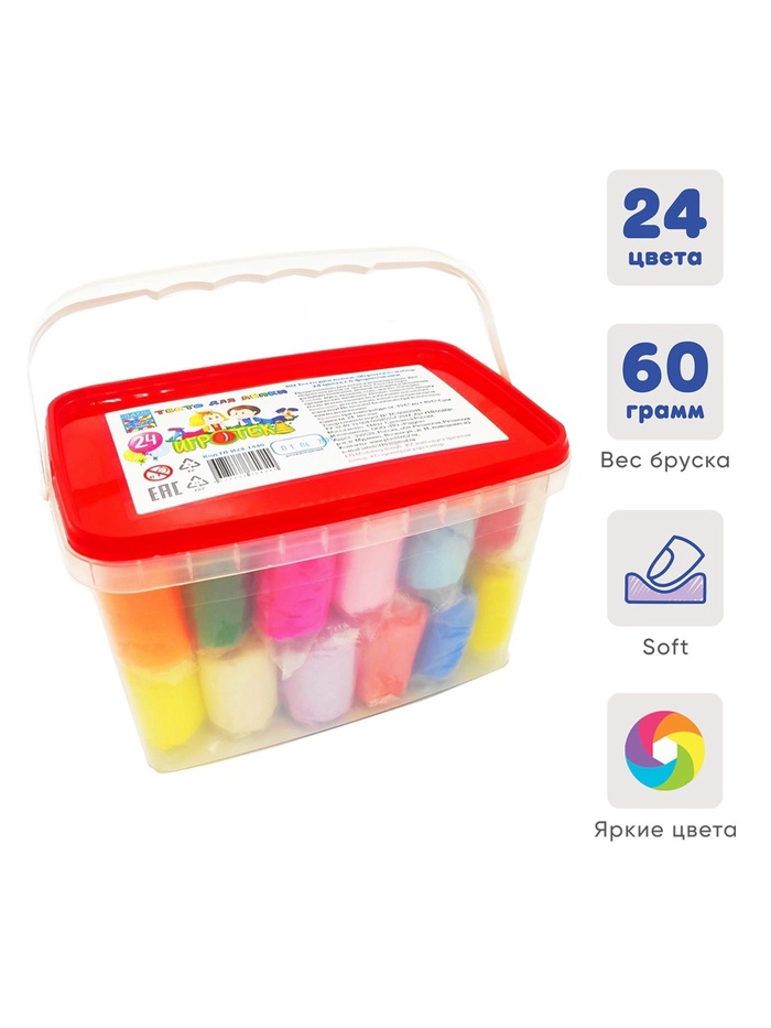 Тесто для лепки "Игротека" 24цв 1440гр ведерко
