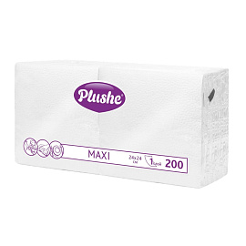 САЛФЕТКИ БУМАЖНЫЕ PLUSHE MAXI 24Х24 БЕЛАЯ 1СЛ 200 листов
