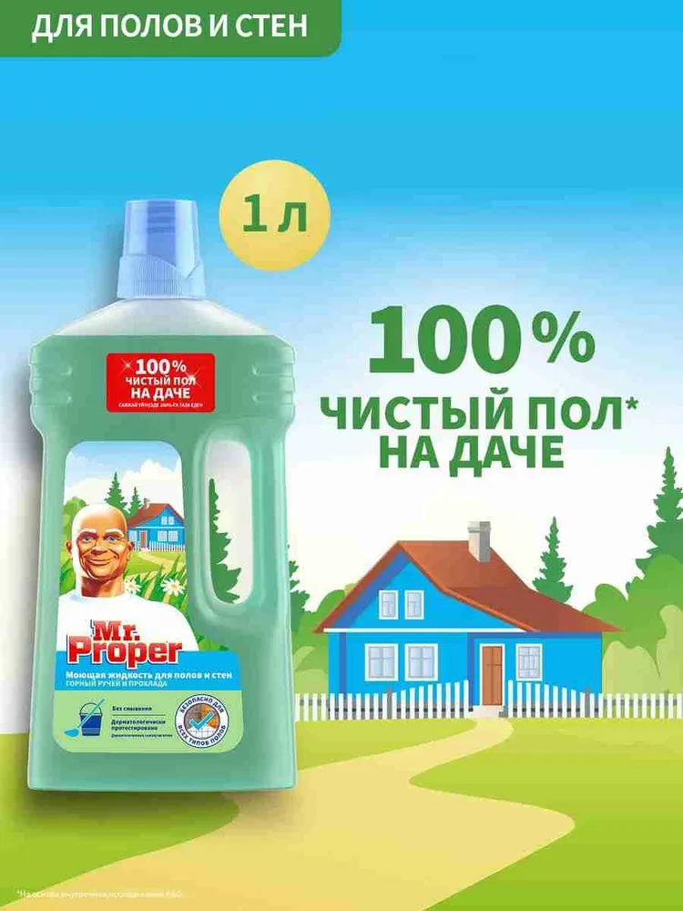 Средство для полов и стен Mr. Proper Горный ручей (1 л)