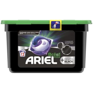 Капсулы для машинной стирки Ariel "Для Черного+Revitablack", 12шт*21,3г
