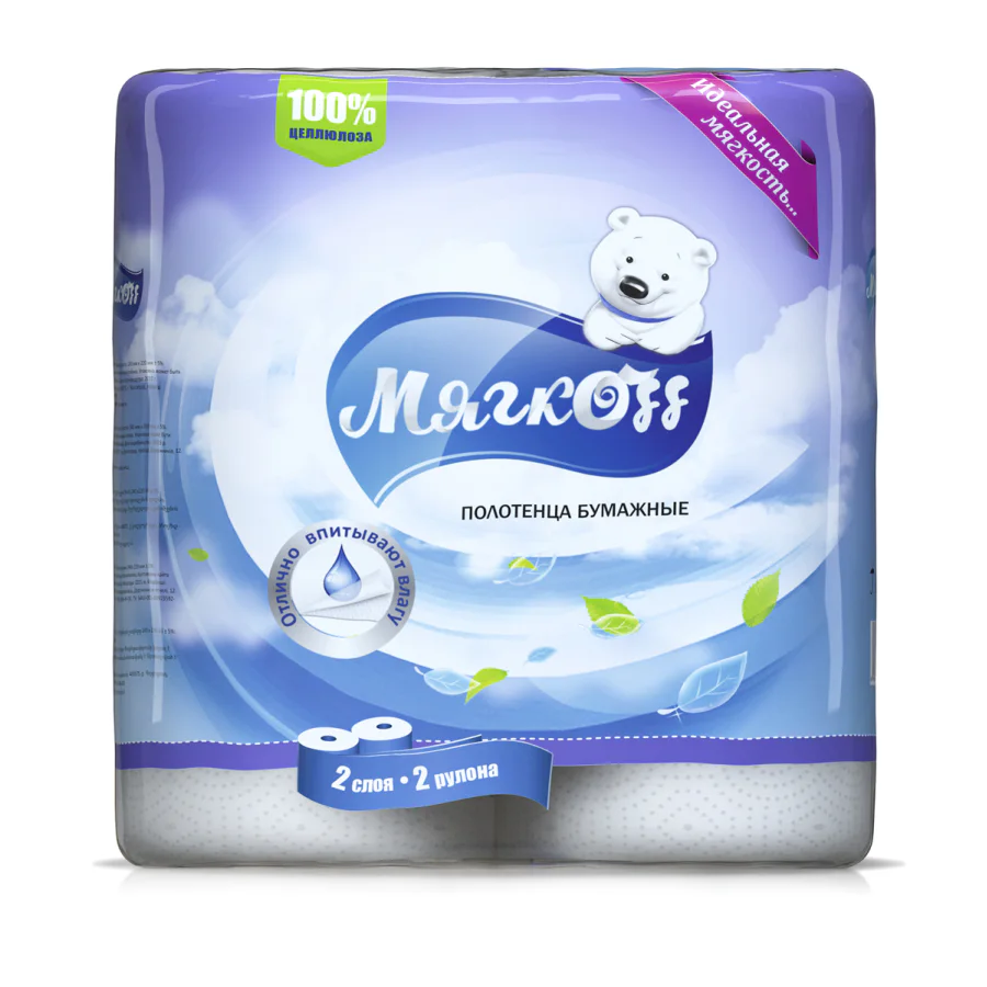 Бумажные полотенца "Мягкоff" 12м. 2 слоя 0987