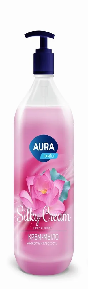 Крем-мыло для рук и тела Aura Family Silky Cream Шелк и лотос (1 л)