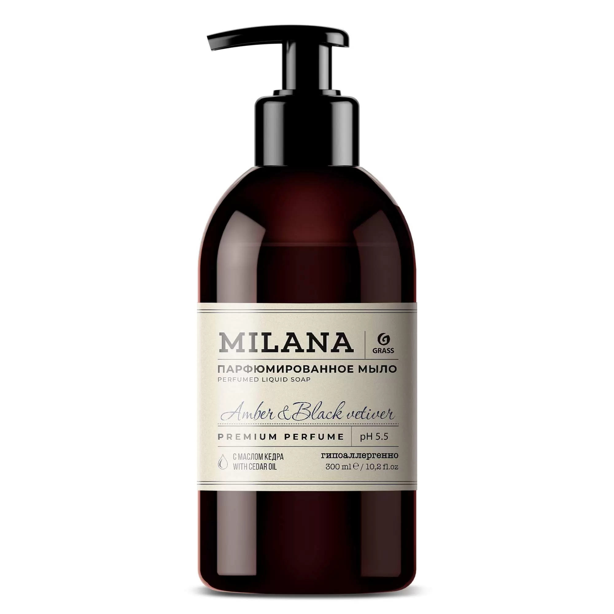 Жидкое парфюмированное мыло Milana "Amber&Black Vetiver" (300мл)