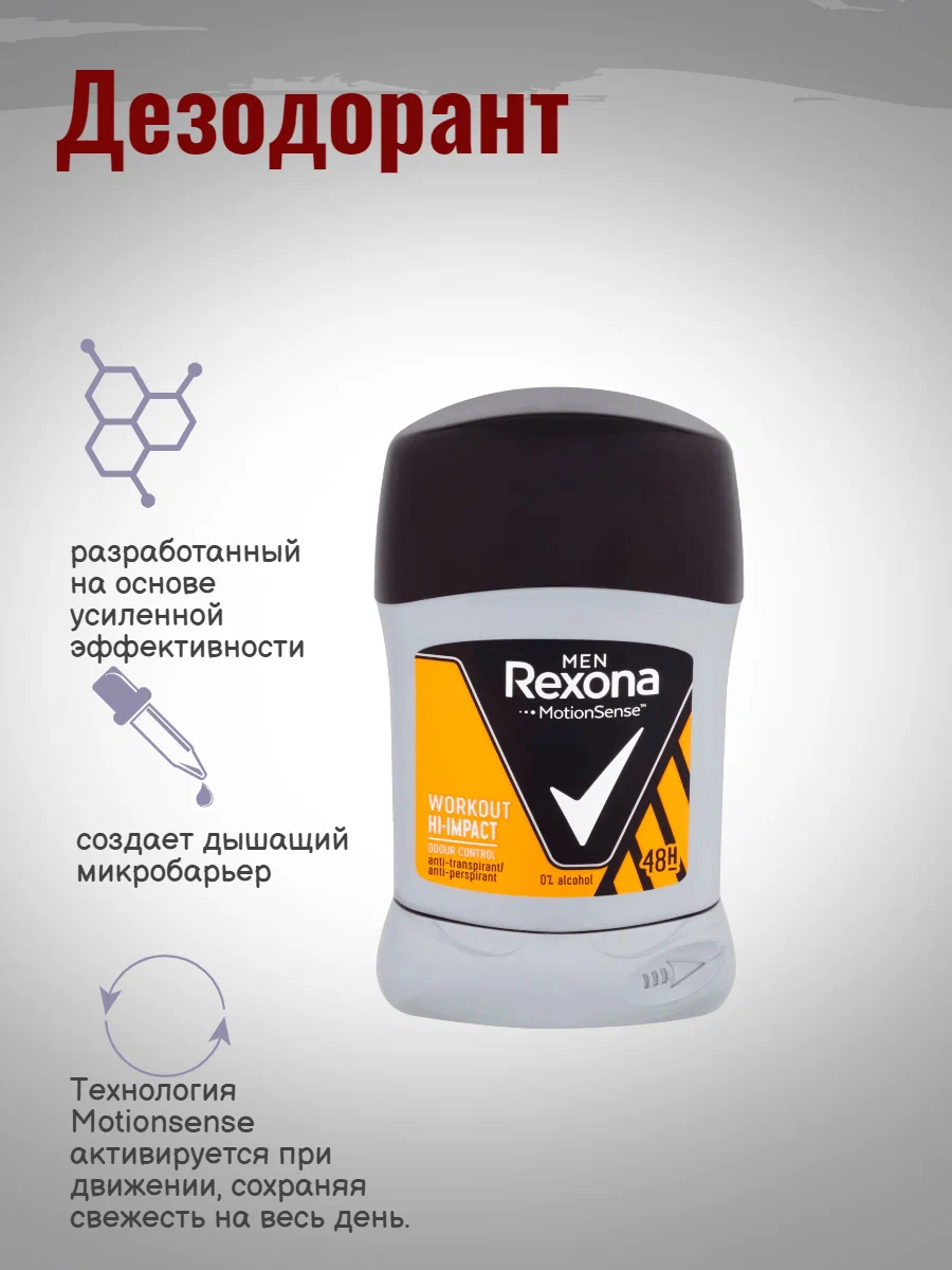 Дезодорант-антиперспирант стик Rexona Men Workout 50 мл