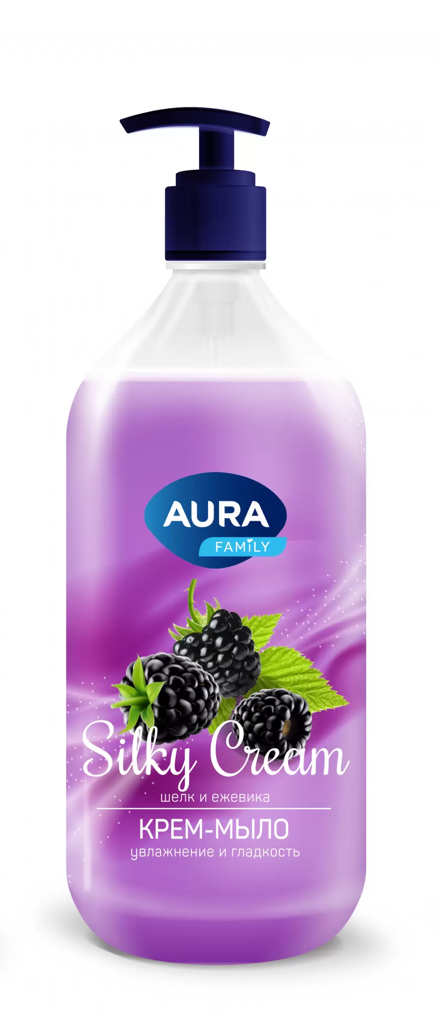 Мыло жидкое Aura Family Шелк и ежевика (1 л)