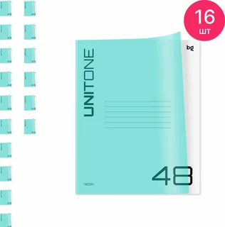 Тетрадь 48л. клетка BG "UniTone. Neon", пластиковая обложка, неон голубой