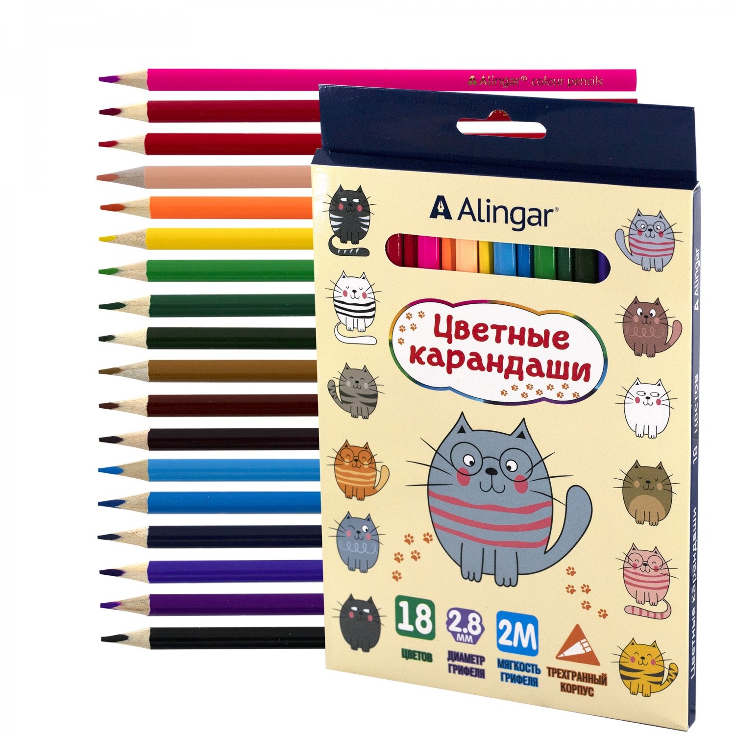 Карандаши цветные трехгранные 18 цв Tianbowen 8018-18